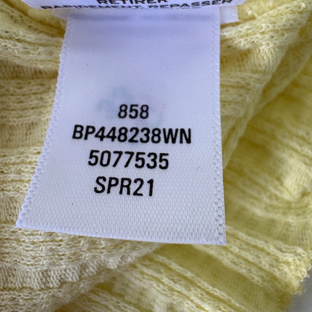Yellow Short Sleeve Size 3X Crop Top Cotton Ruffle Edge Snap Closure Scoop Neck - Picture 7 of 9